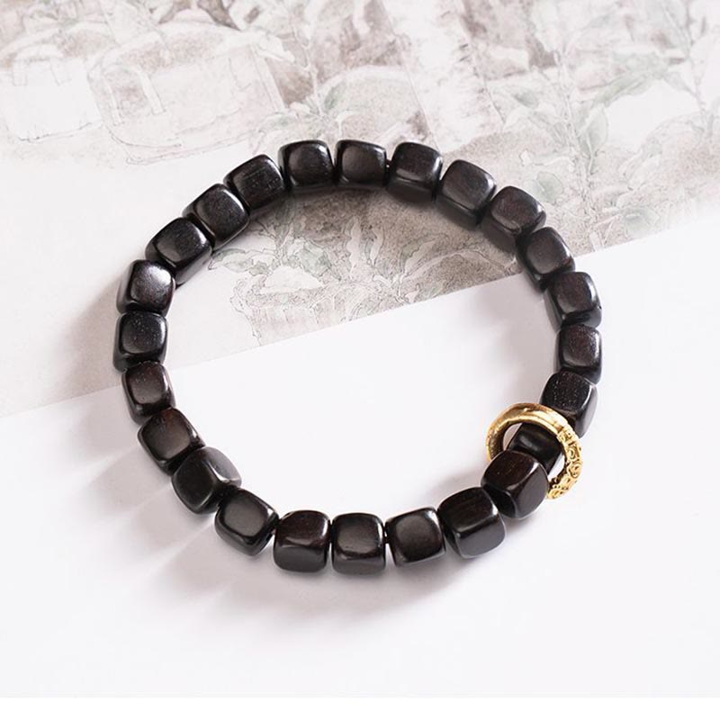 KarmaRipple's Tibetan Ebony Wood Dzi Bead Balance Calm Bracelet p17