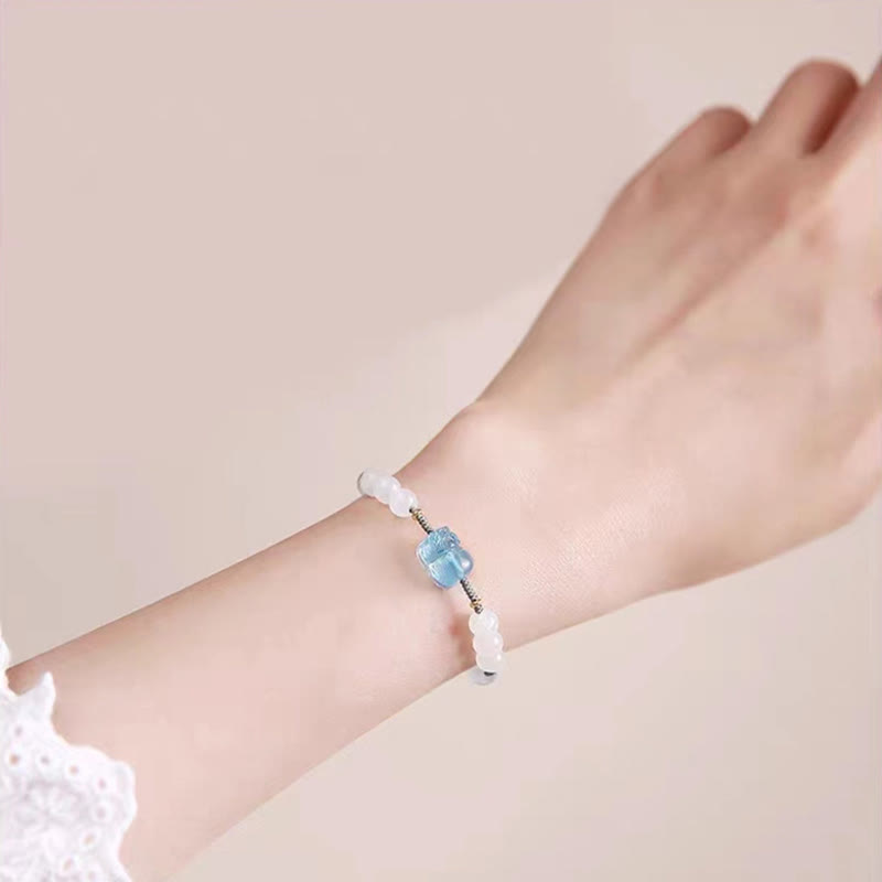 KarmaRipple's Authentic Aquamarine PiXiu Hetian Ivory Jade Balancing Bracelet p10