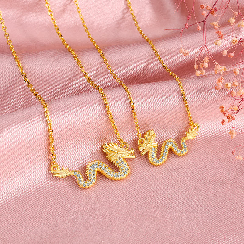 KarmaRipple's 925 Sterling Silver Year Of The Dragon Auspicious Golden Dragon Fortune Chain Pendant Necklace p3