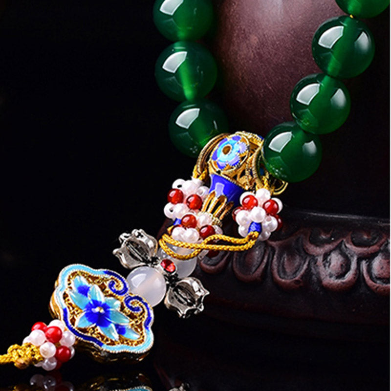 KarmaRipple's Authentic Green Agate Wrist Mala Success Talisman Pocket Mala Car Decoration p7