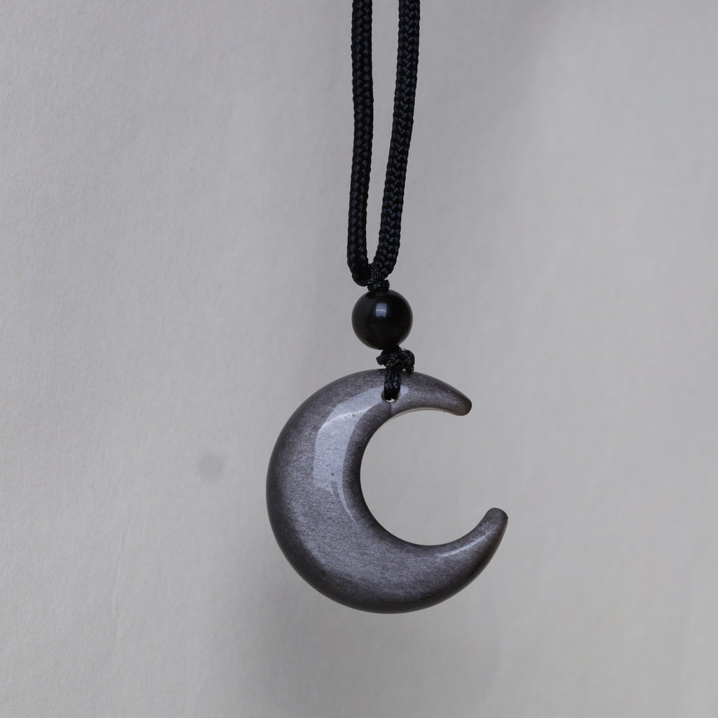 KarmaRipple's Authentic Silver Sheen Obsidian Star Crescent Moon Protection Pendant Necklace p14