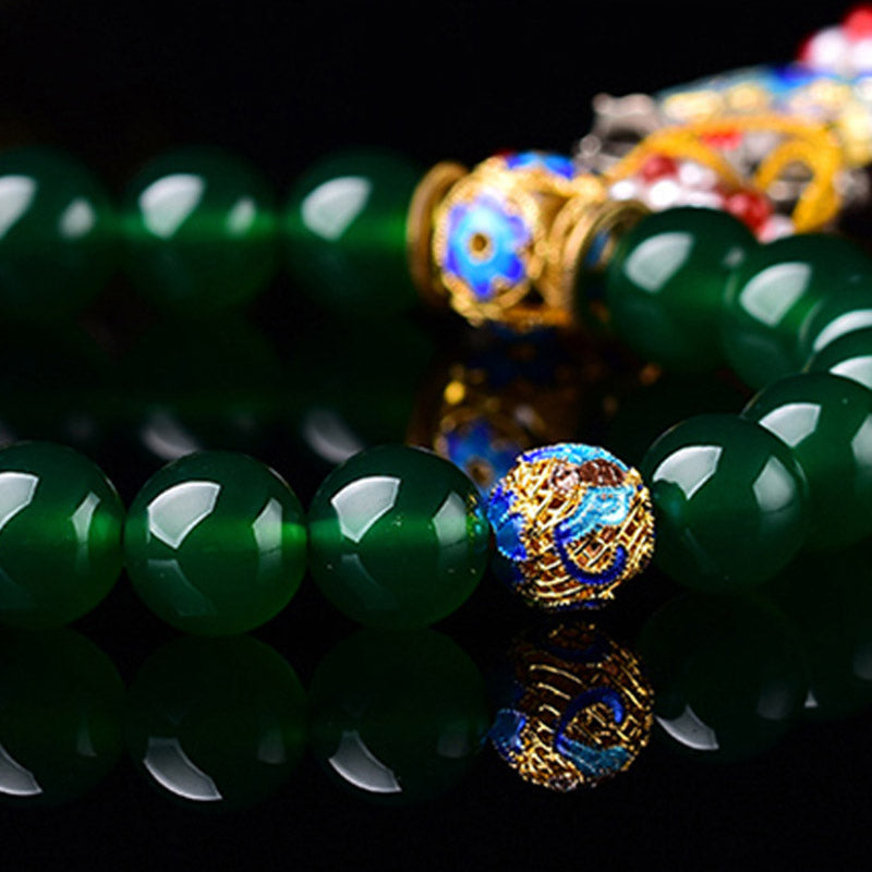 KarmaRipple's Authentic Green Agate Wrist Mala Success Talisman Pocket Mala Car Decoration p8