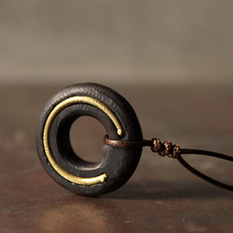 KarmaRipple's Zen Circle Ebony Wood Peace Calm Pendant Necklace p9