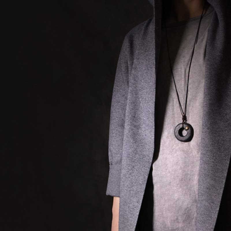 KarmaRipple's Zen Circle Ebony Wood Peace Calm Pendant Necklace p6