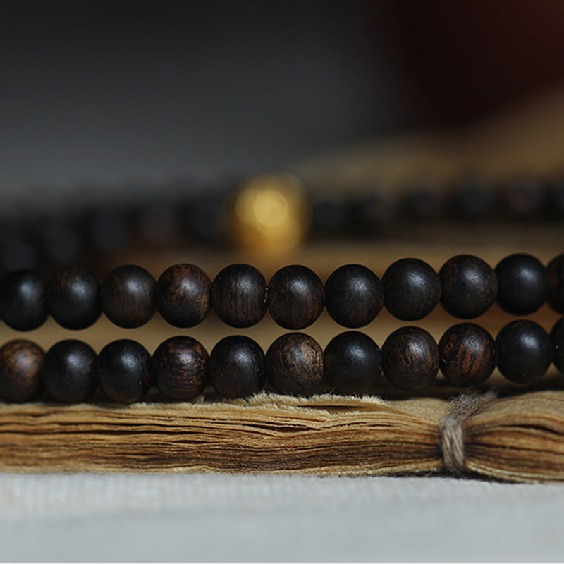 KarmaRipple's 999 Gold Nha Trang Heiqinan Agarwood Amber Red Agate Strength Meditation Bracelet p12