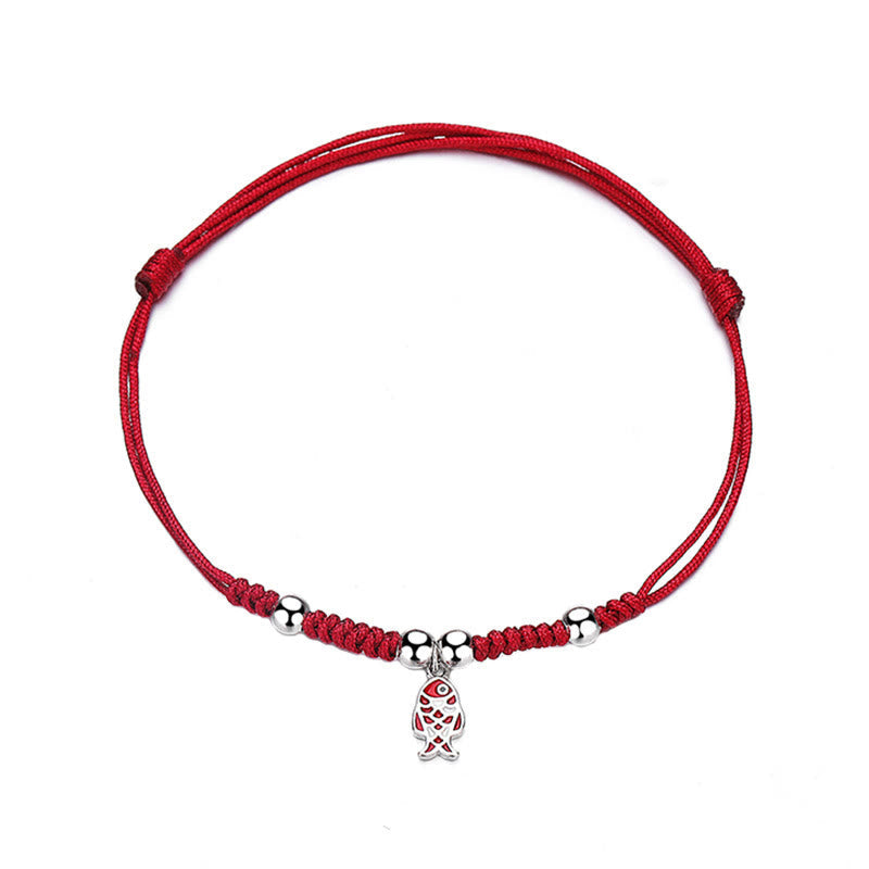 KarmaRipple's 925 Sterling Silver Fortune Koi Fish Wealth Handcrafted Woven Red Bracelet p8