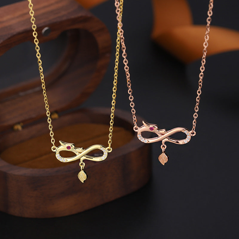 KarmaRipple's 999 Sterling Silver Year Of The Dragon Endless Weave Tail Talisman Protection Pendant Necklace p4