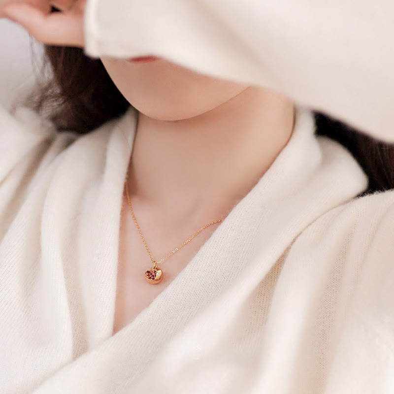 KarmaRipple's 925 Sterling Silver 18k Gold Plated Pomegranate Garnet Gemstone'ssion Talisman Pendant Necklace p4