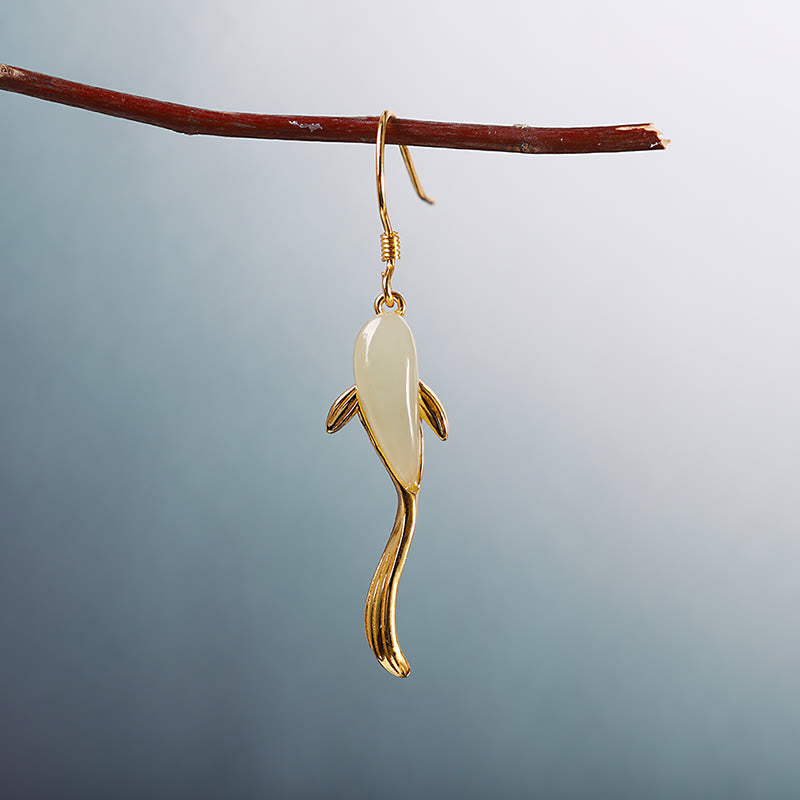 KarmaRipple's Fish Pattern Jade Fortune Dangle Drop Earrings p12