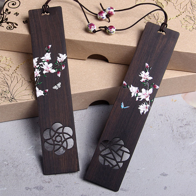 KarmaRipple's Butterfly Flower Ebony Wood Bookmarks With Gift Box p8