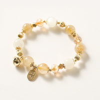 KarmaRipple's 14K Gold Plated Golden Rutilated Quartz Wealth Bell Fortunate Fortune Talisman Bracelet