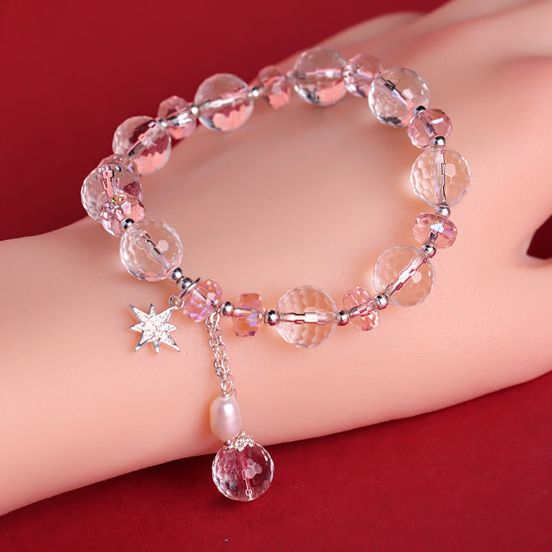 KarmaRipple's Ivory Gemstone Pink Gemstone Protection Star Talisman Bracelet p10