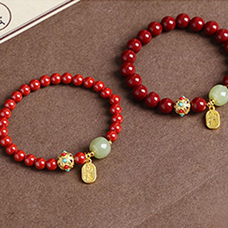 KarmaRipple's Cinnabar Green Aventurine Fortune Protection Talisman Bracelet p15