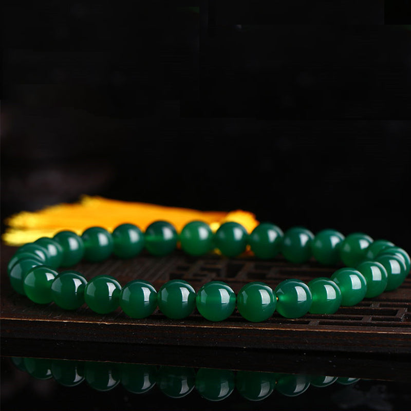 KarmaRipple's Authentic Green Agate Wrist Mala Power Tassels Pocket Mala Car Decoration p8