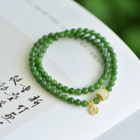 KarmaRipple's Hetian Cyan Jade Happiness Blessing Bracelet