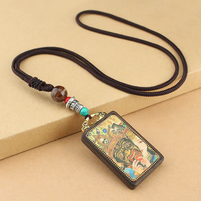 KarmaRipple's Tibet God of Wealth Thangka Ebony Peace Pendant Necklace p21