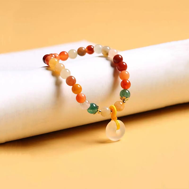 KarmaRipple's 14K Gold Plated Colorful Golden Silk Jade Peace Buckle Wealth Bracelet p7