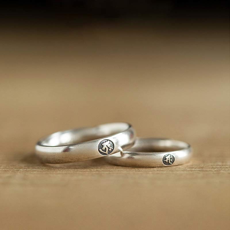 KarmaRipple's 925 Sterling Silver Chinese Zodiac Natal Buddha Blessing Pair Ring p18