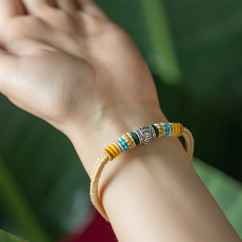 KarmaRipple's Handmade 925 Sterling Silver Tibetan Om Mani Padme Hum Purity Woven Bracelet p5