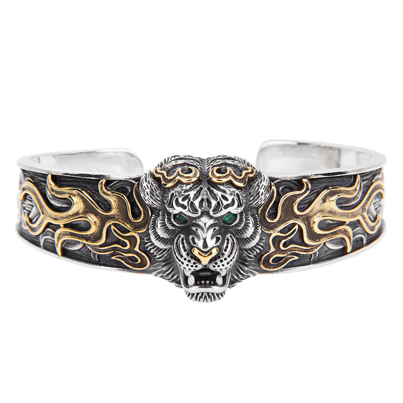 KarmaRipple's 925 Sterling Silver Chinese Zodiac Tiger Keep Away Evil Spirits Bracelet Bangle p6