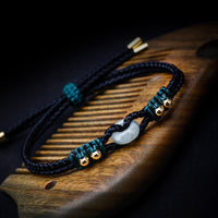 KarmaRipple's Round Peace Buckle Jade Abundance Wealth String Bracelet