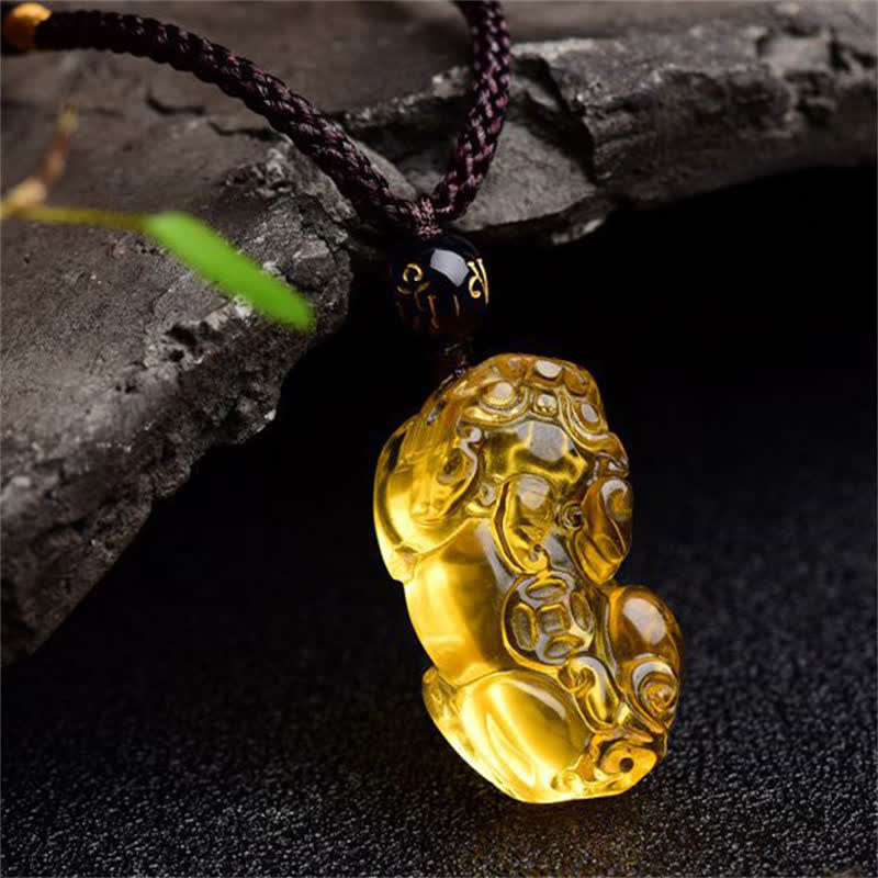 KarmaRipple's FengShui Citrine PiXiu Wealth Pendant Necklace p2