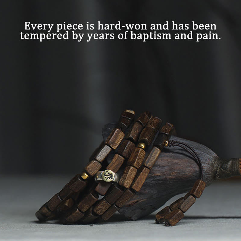 KarmaRipple's Tarakan Rare Agarwood 925 Sterling Silver Chinese Zodiac 999 Pure Gold Beadwork Ward Off Evil Spirits Bracelet p20