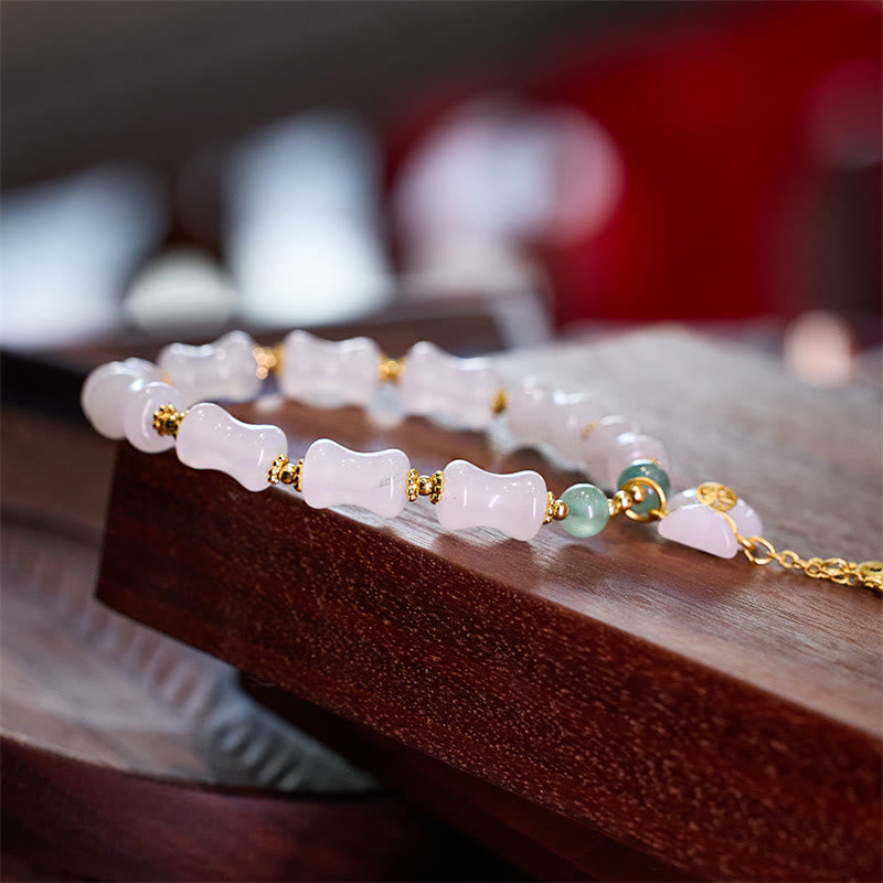 KarmaRipple's Authentic Ivory Golden Silk Jade Bamboo Pattern Wealth Fortunate Bag Fu Character Bracelet p6