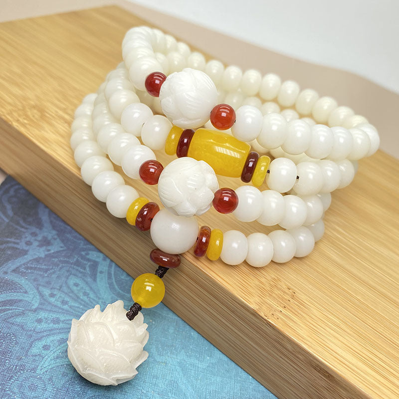 KarmaRipple's Lotus Bodhi Seed Mala 108 Beadwork Protection Bracelet p2