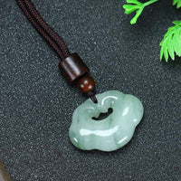 KarmaRipple's Tianshan Jade Golden Silk Jade Chinese Lock Talisman Abundance Pendant Necklace