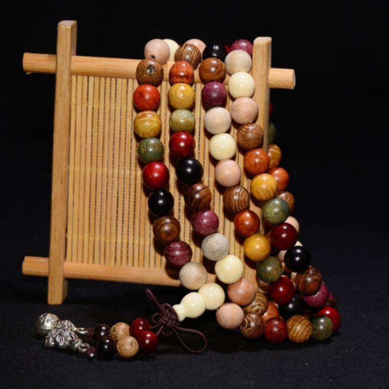 KarmaRipple's 108 Beadwork Wenge Wood Mala Blessing Meditation Bracelet p2
