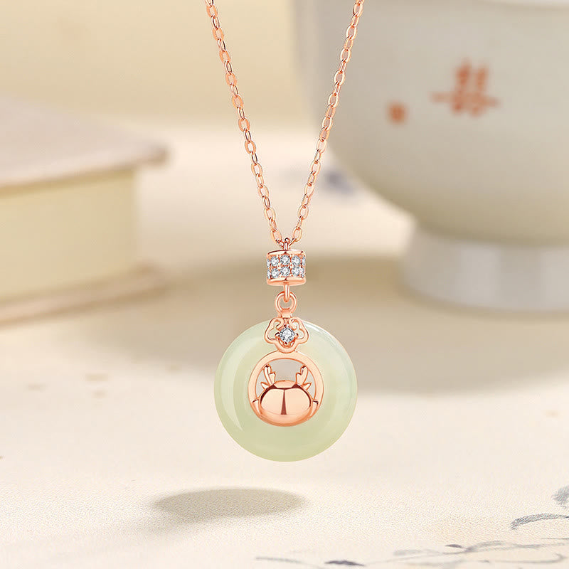 KarmaRipple's 925 Sterling Silver Year of the Dragon Authentic Hetian Jade Zircon Peace Buckle Protection Bracelet Pendant Necklace p13