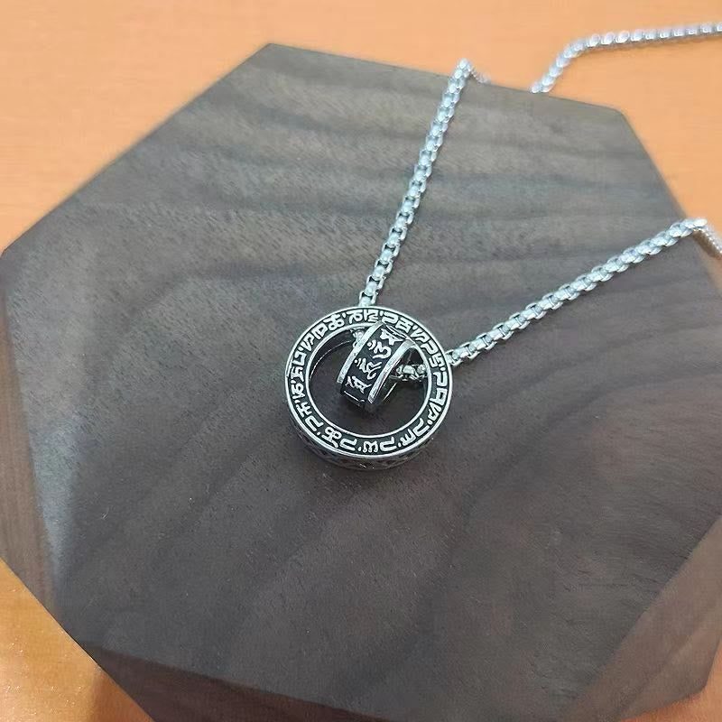 KarmaRipple's Tibetan Om Mani Padme Hum Carved Peace Purity Chain Pendant Necklace p8