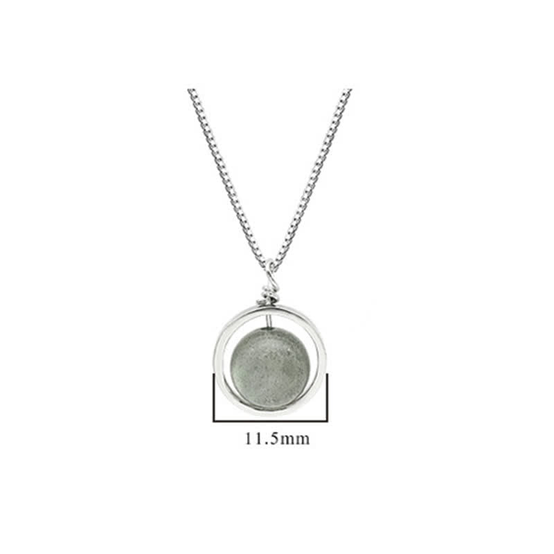 KarmaRipple's 925 Sterling Silver Moonstone Love Planet Rotatable Pattern Pendant Necklace p13