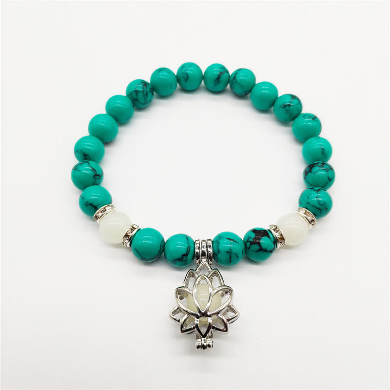 KarmaRipple's Tibetan Turquoise Glowstone Luminous Bead Lotus Protection Bracelet p28