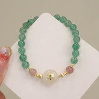KarmaRipple's Authentic Green Strawberry Quartz Chalcedony Flower Gratitude Bracelet