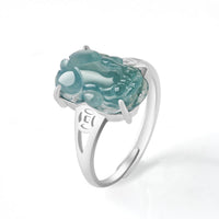 KarmaRipple's 925 Sterling Silver Fengshui Wealth Prosperity Jade PiXiu Fortune Ring