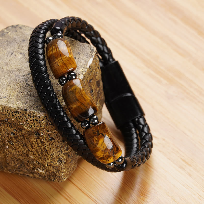 KarmaRipple's Authentic Tiger Eye Protection Willpower Magnetic Buckle Leather Bracelet p3