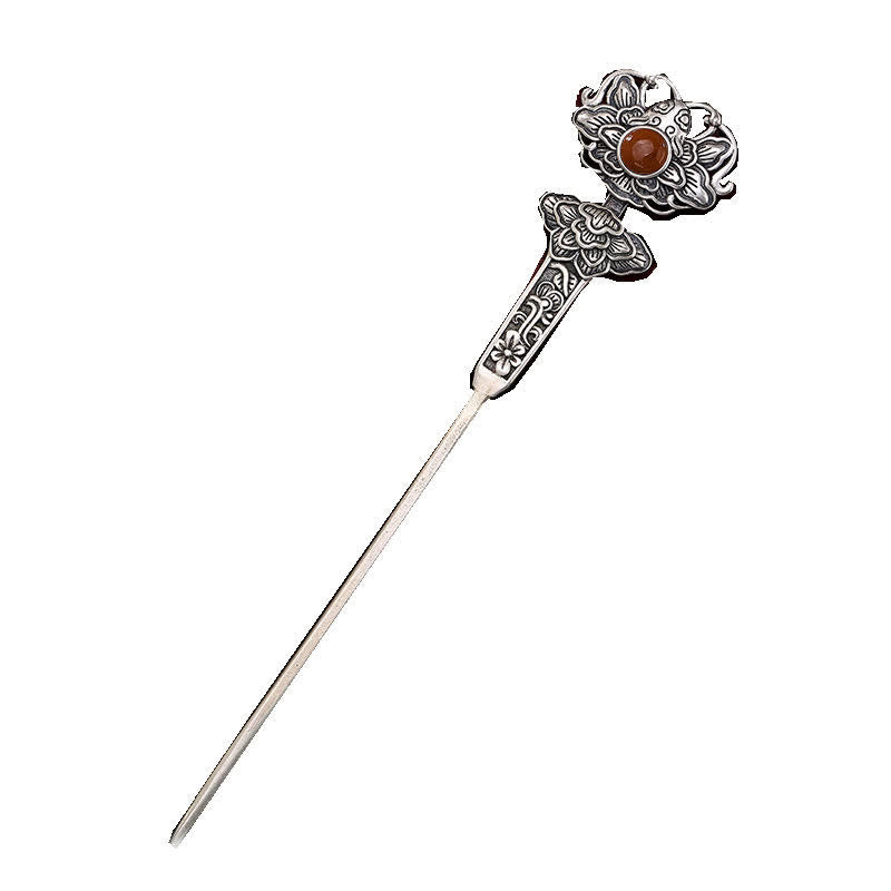 KarmaRipple's Red Agate Peony Flower Confidence Hairpin p14