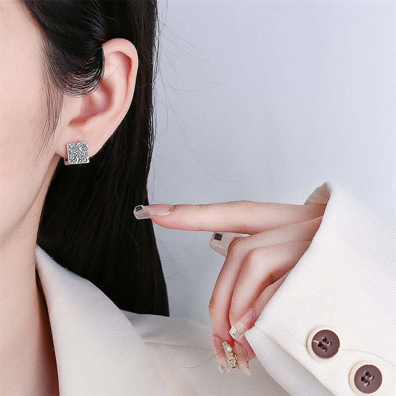 KarmaRipple's Grass Pattern Square Stud Earrings p2