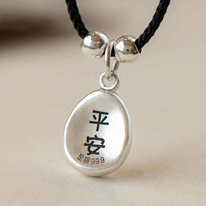 KarmaRipple's 999 Sterling Silver Peace And Joy Fu Character Fortune Fortune 925 Sterling Silver Chain Pendant Necklace p20