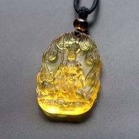 KarmaRipple's Ksitigarbha Buddha Liuli Gemstone Serenity Amulet Pendant Necklace