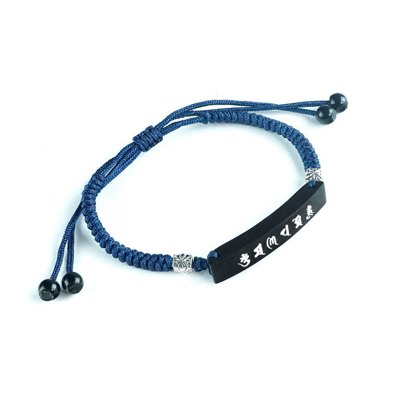 KarmaRipple's Buddhism Six True Words Wood Ebony Wood Silver Inlaid Protection Bracelet p11