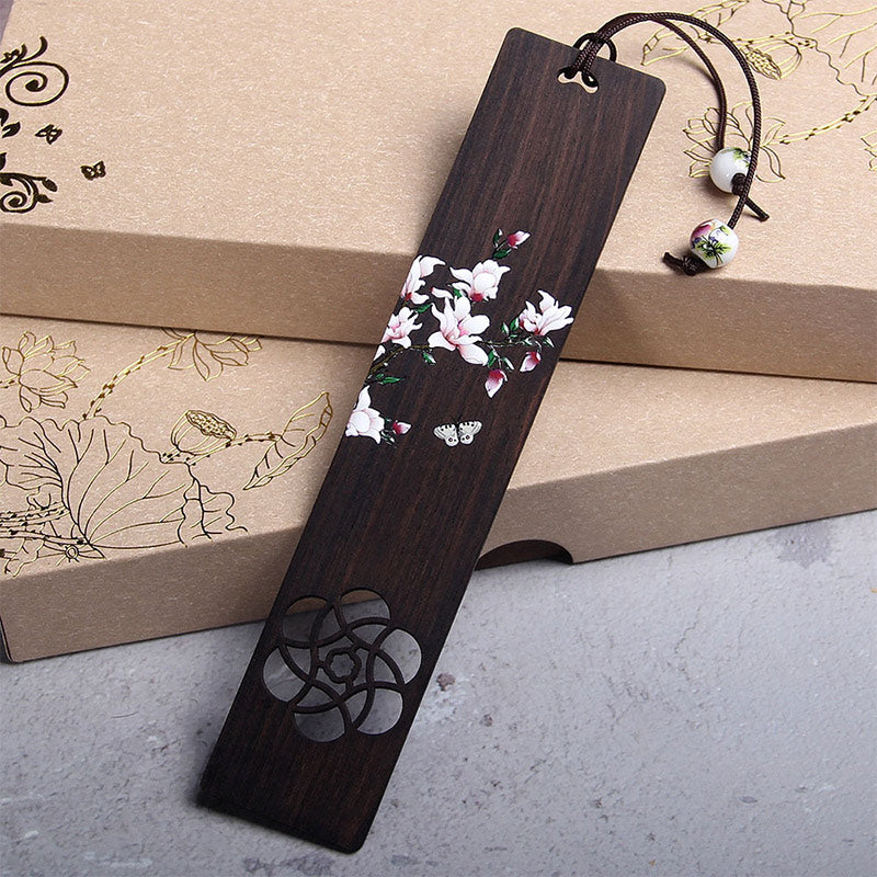 KarmaRipple's Butterfly Flower Ebony Wood Bookmarks With Gift Box p16
