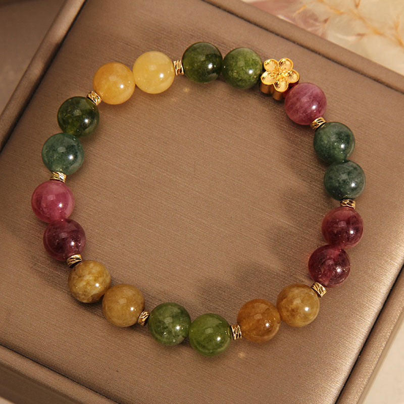 KarmaRipple's Authentic Colorful Tourmaline Golden Flower Positive Bracelet p7