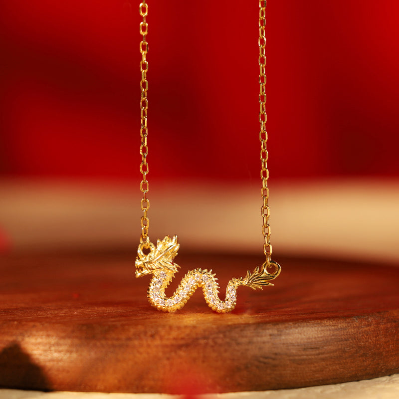 KarmaRipple's 925 Sterling Silver Year Of The Dragon Auspicious Golden Dragon Fortune Chain Pendant Necklace p19