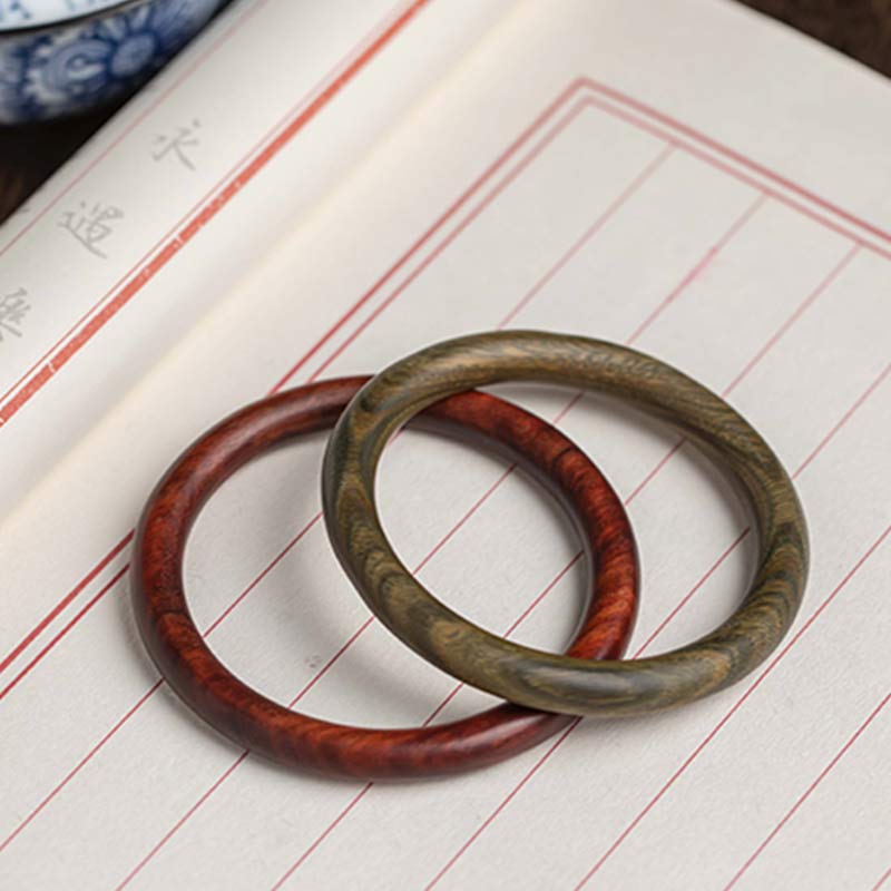 KarmaRipple's Tibetan Small Leaf Red Sandalwood Ebony Green Sandalwood Protection Bracelet Bangle p24