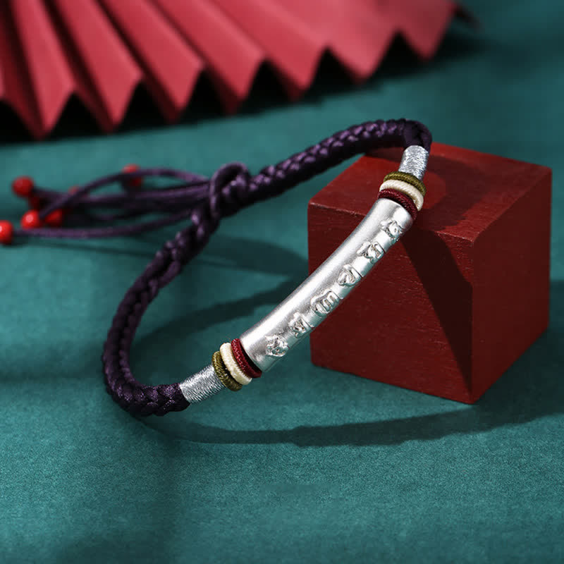 KarmaRipple's 999 Sterling Silver Om Mani Padme Hum Protection Strength String Bracelet p33