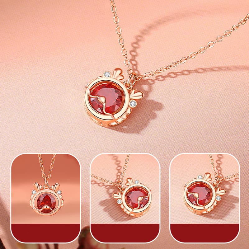 KarmaRipple's 925 Sterling Silver Year Of The Dragon Fortune Red Zircon Pendant Necklace Bracelet Earrings Ring ( p8