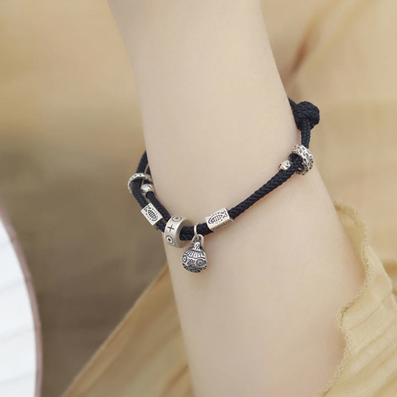 KarmaRipple's 925 Sterling Silver Gold Swallowing Beast Koi Fish Wealth Handcrafted Woven Bracelet p7